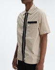 Iceberg Jeans Shirt Black Stripe Zip Cream