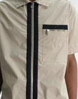 Iceberg Jeans Shirt Black Stripe Zip Cream