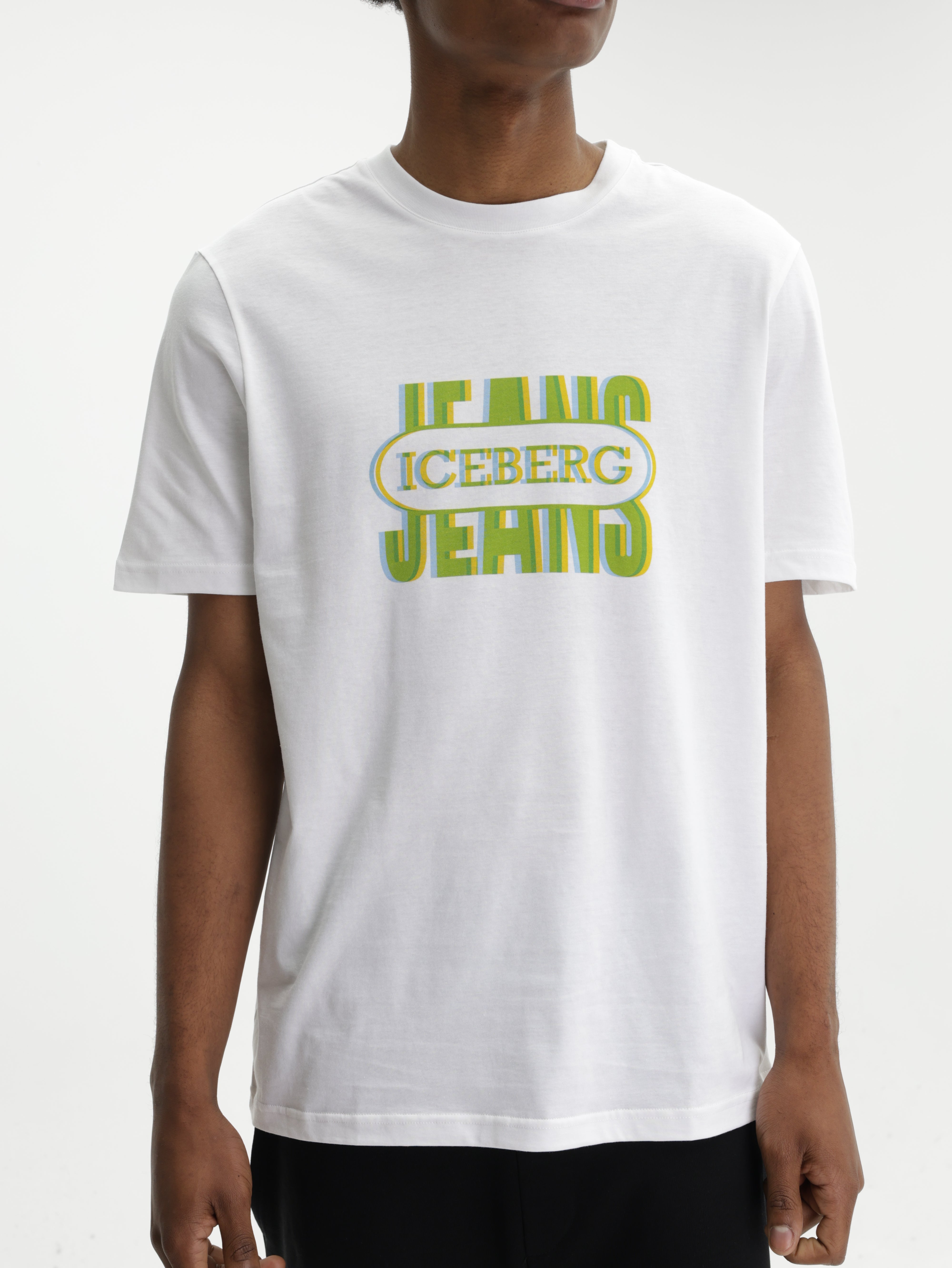 Iceberg Jeans T-Shirt Green Logo Print White - AL Capone Premium