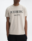 Iceberg T-Shirt Black Logo Print Crew Cream
