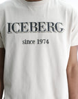 Iceberg T-Shirt Black Logo Print Crew Cream