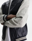 Iceberg Jeans Jacket Baseball Bei Sleeves Black