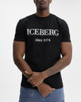 Iceberg T-Shirt Black Logo Print Crew Black