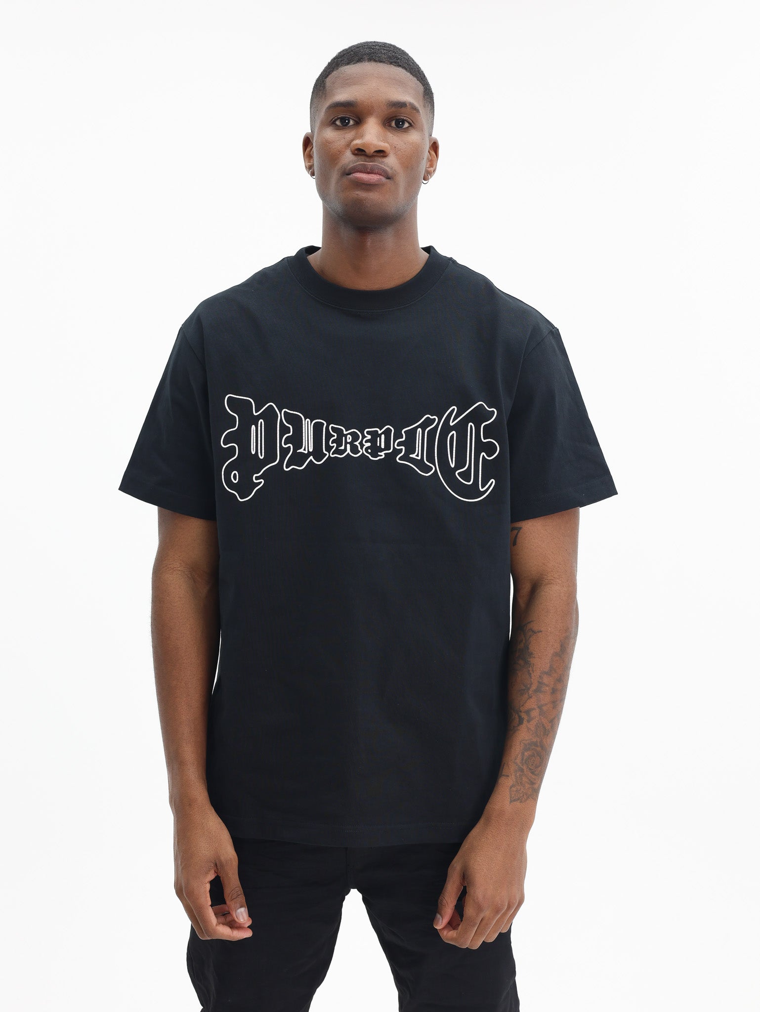 Purple T-Shirt Logo Black-AL Capone Premium