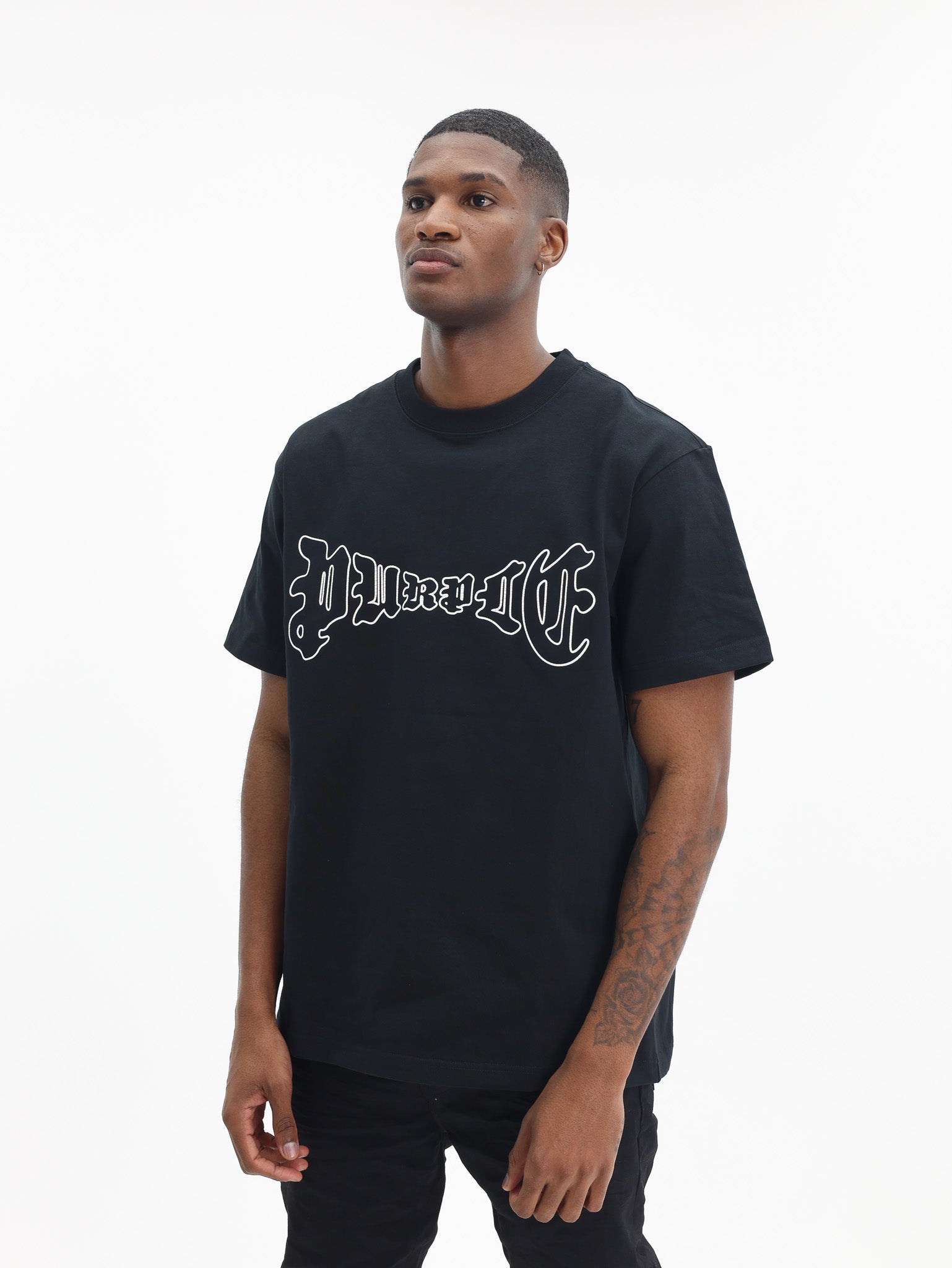 Purple T-Shirt Logo Black-AL Capone Premium