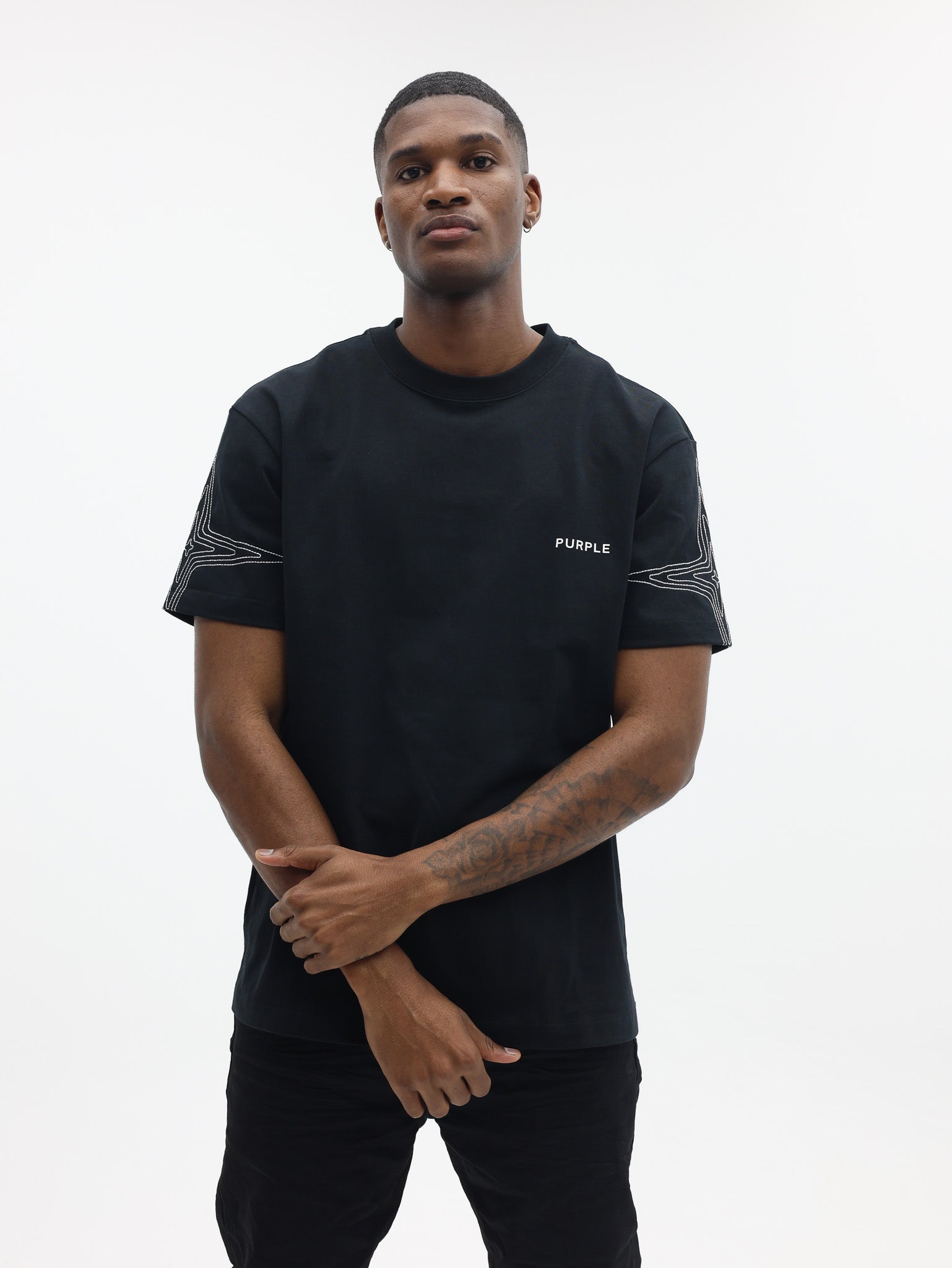 Purple T-Shirt Logo Black-AL Capone Premium