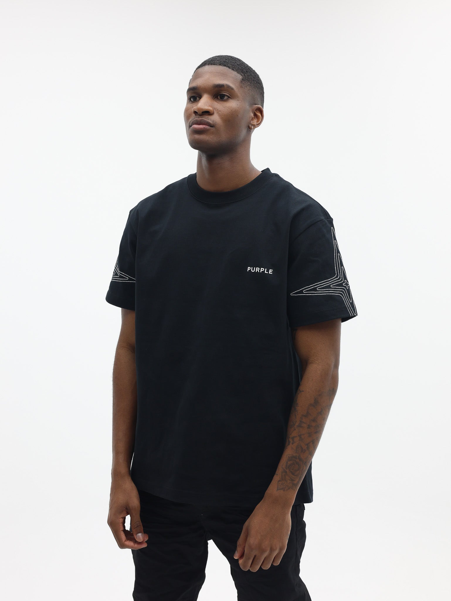 Purple T-Shirt Logo Black-AL Capone Premium