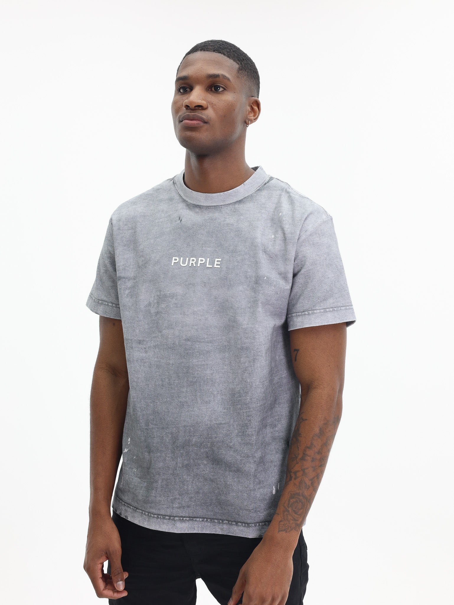 Purple T-Shirt Textured Grey-AL Capone Premium