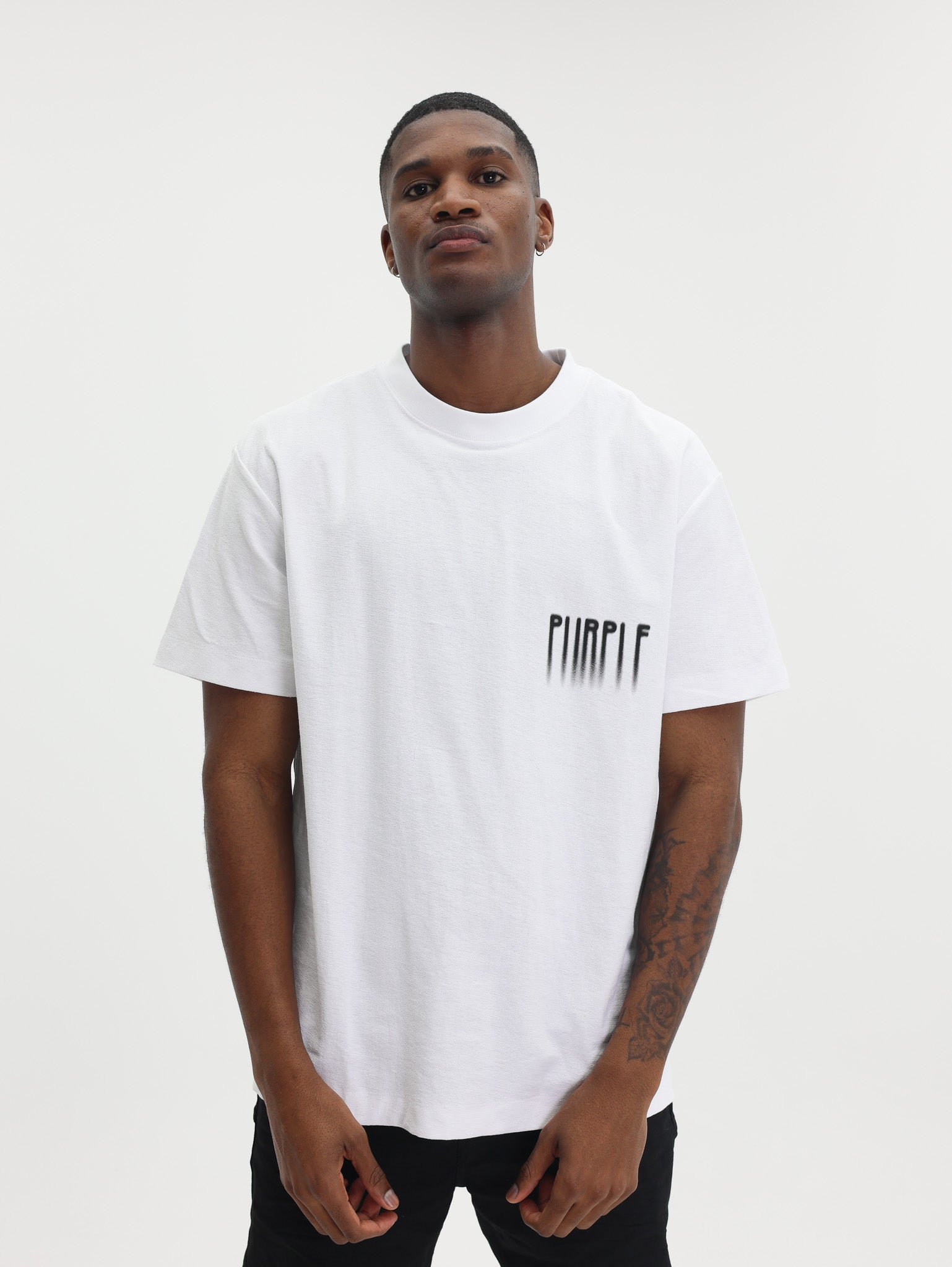 Purple T-Shirt Textured White-AL Capone Premium