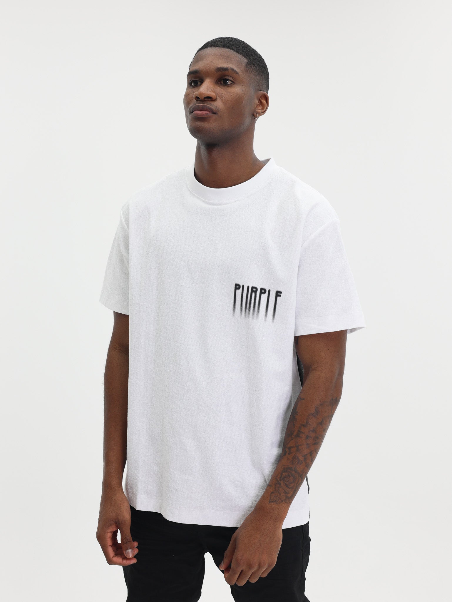 Purple T-Shirt Textured White-AL Capone Premium