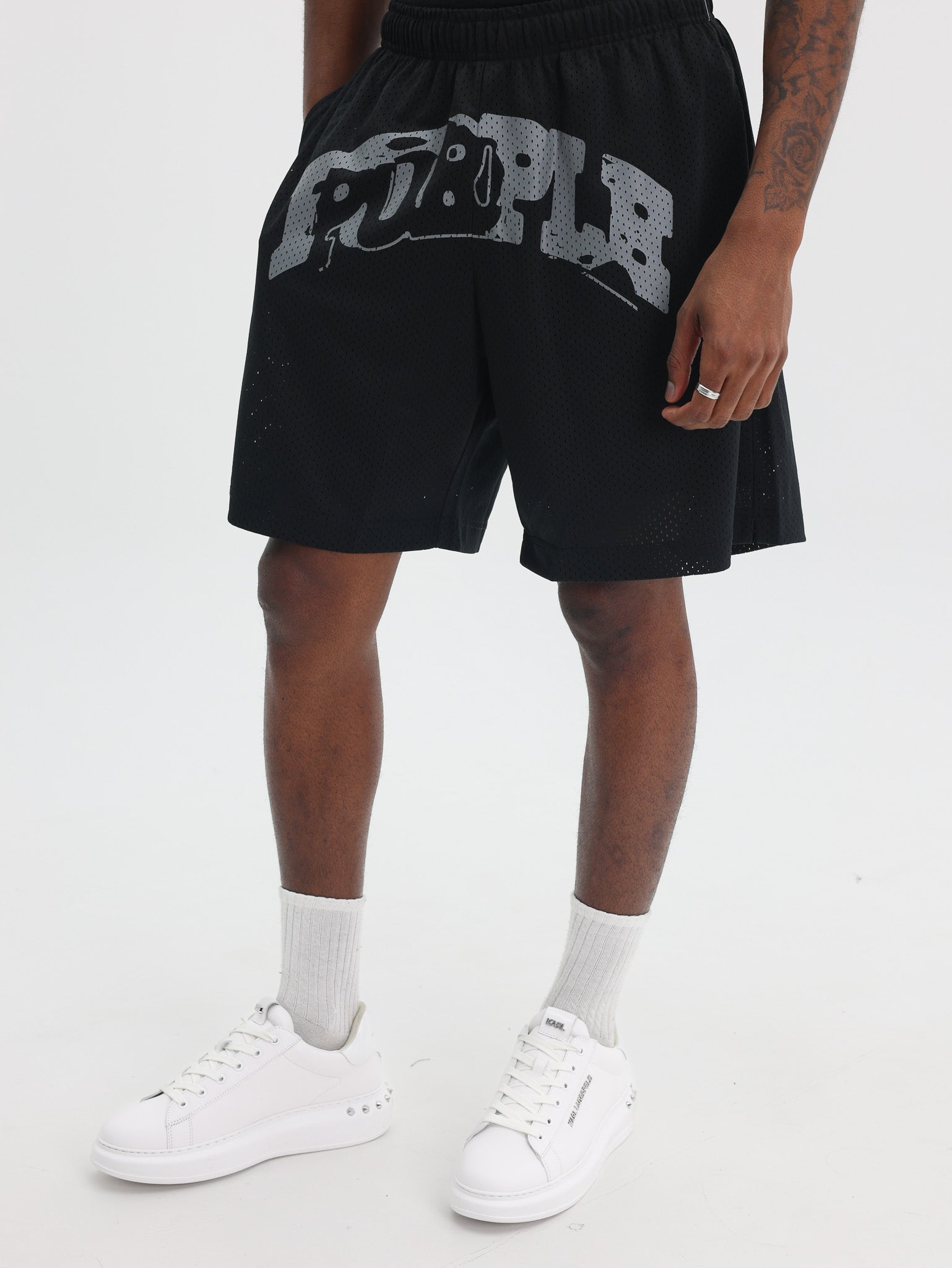 Purple Shorts Mesh Po Black-AL Capone Premium