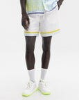 Casablanca Shorts Tennis Silk Flower Court Icon White