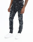 Purple Jeans Skinny Grunge Print Black