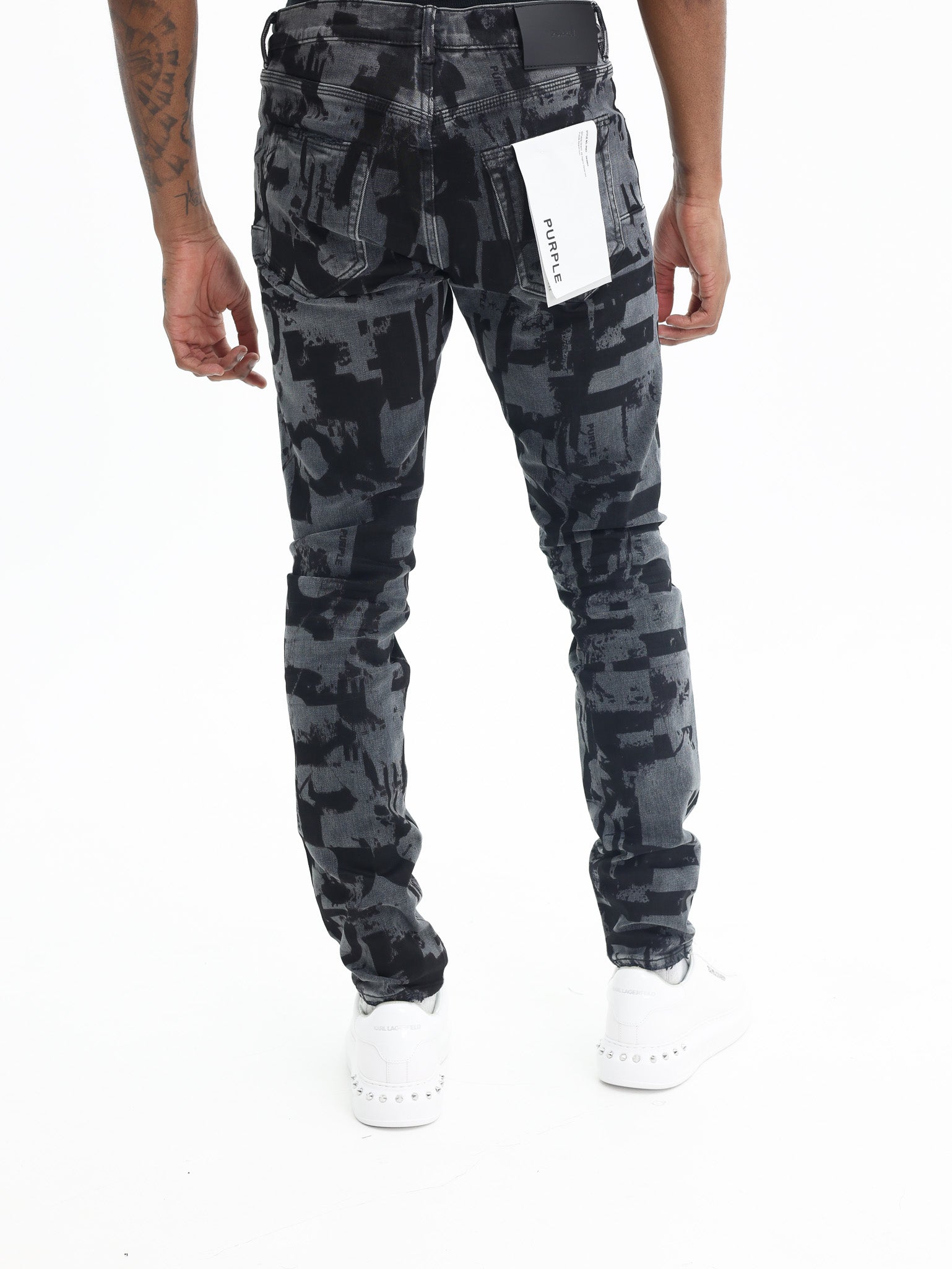 Purple Jeans Skinny Grunge Print Black-AL Capone Premium