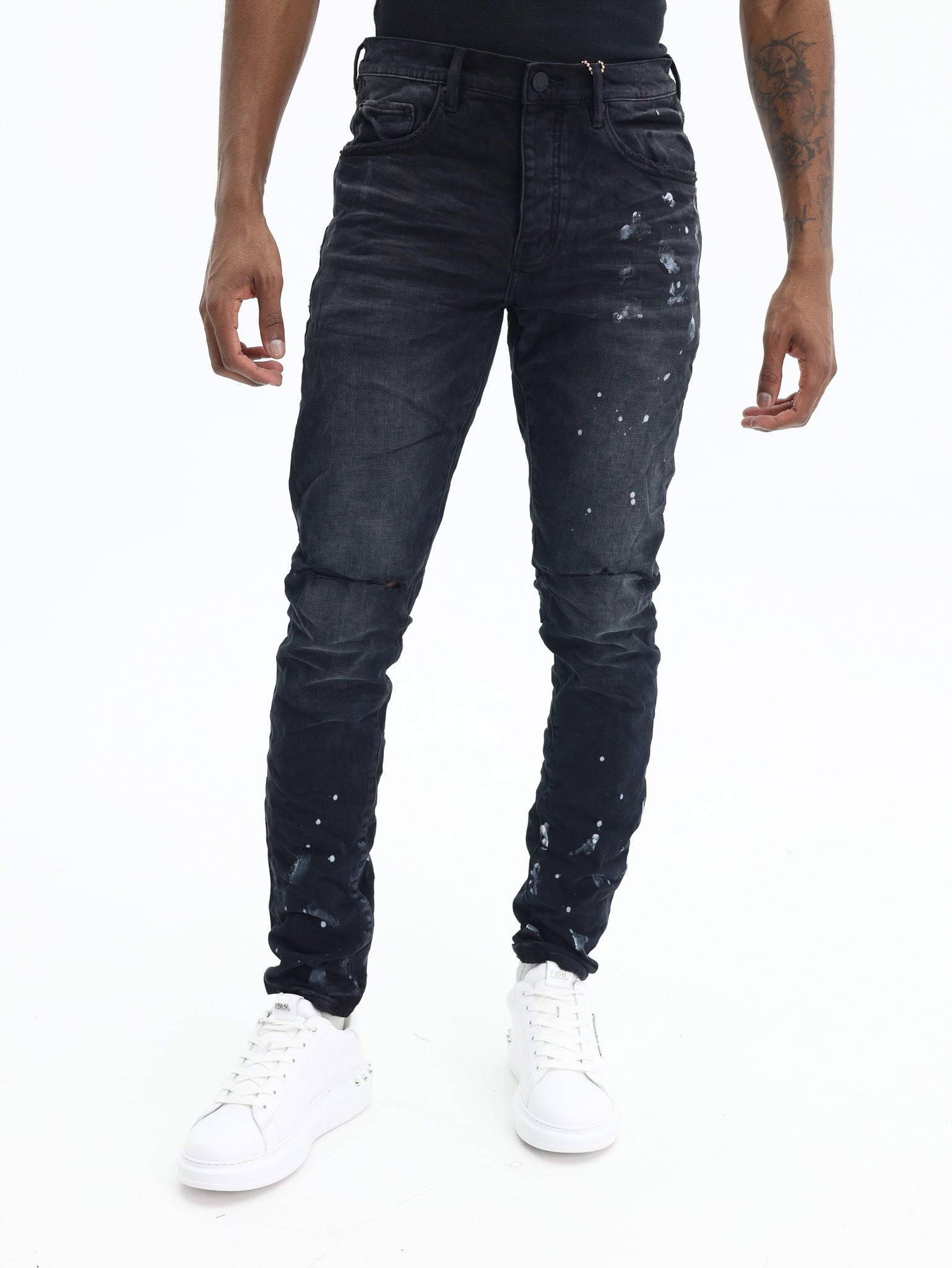 Purple Jeans Resin Knee Slit Black-AL Capone Premium