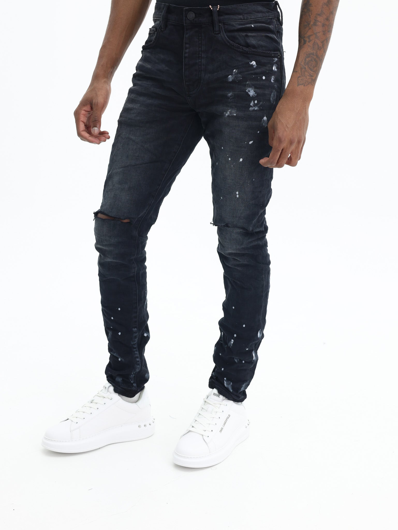 Purple Jeans Resin Knee Slit Black-AL Capone Premium