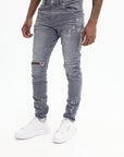 Purple Jeans Worn Knee Slit Grey-AL Capone Premium