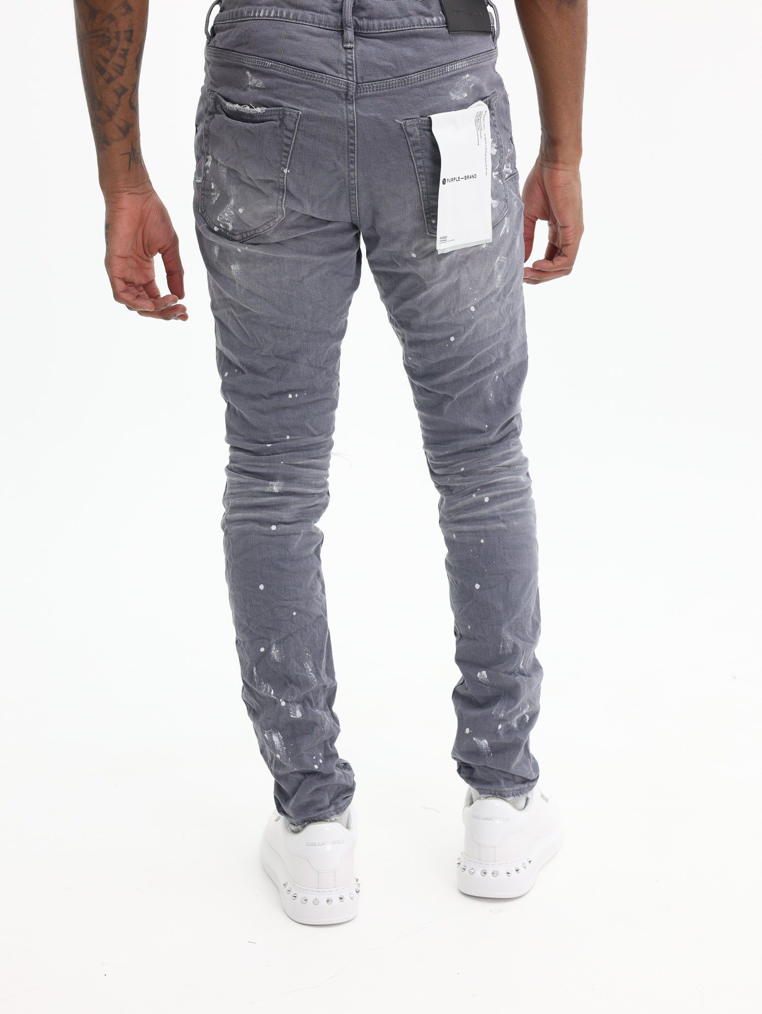 VALABASAS グレー スキニージーンズ 30 GUAPI purple Purple Jeans Worn Knee Slit Grey – AL Capone Premium