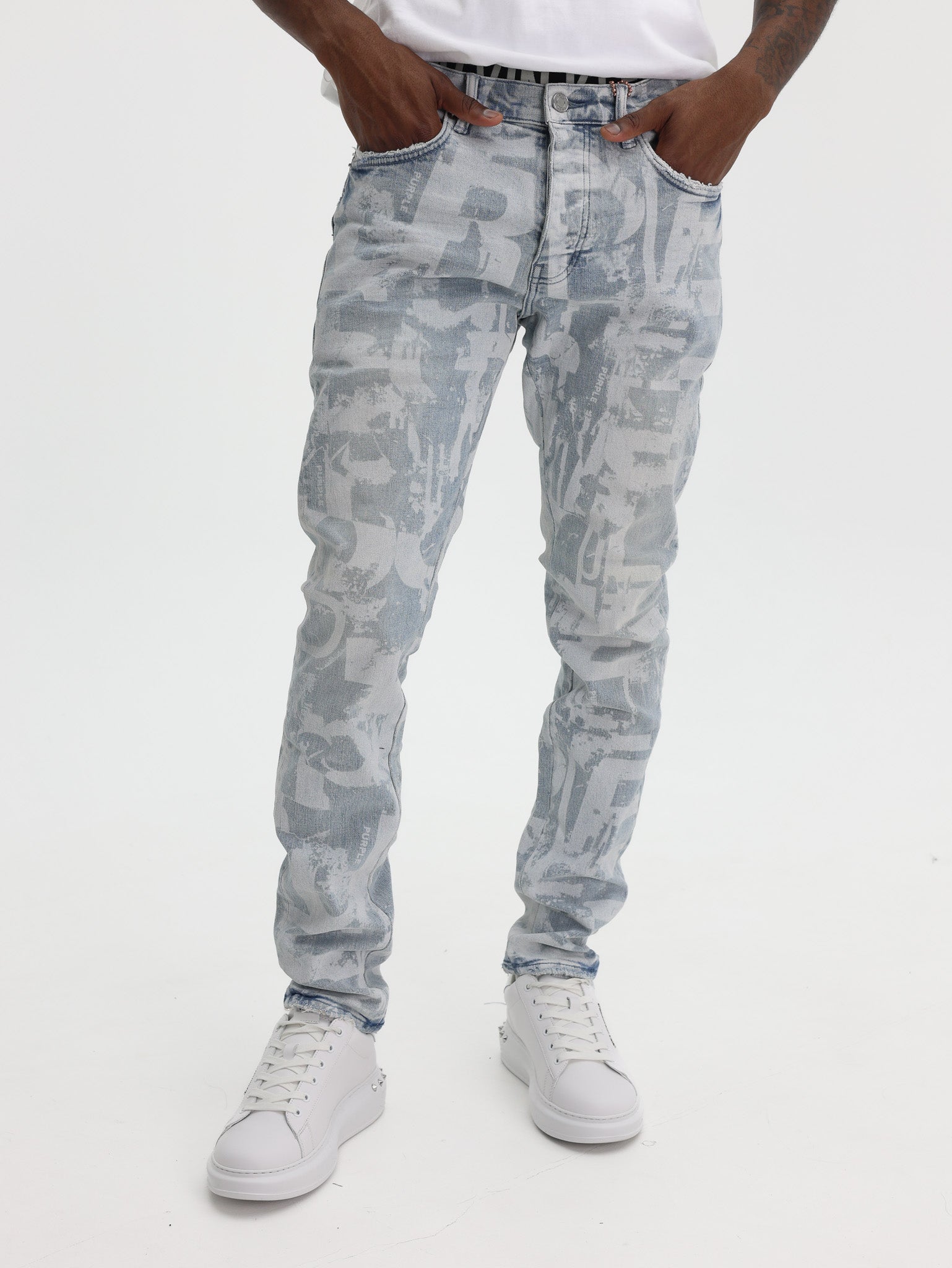Purple Jeans Skinny Grunge Print Light Indigo-AL Capone Premium