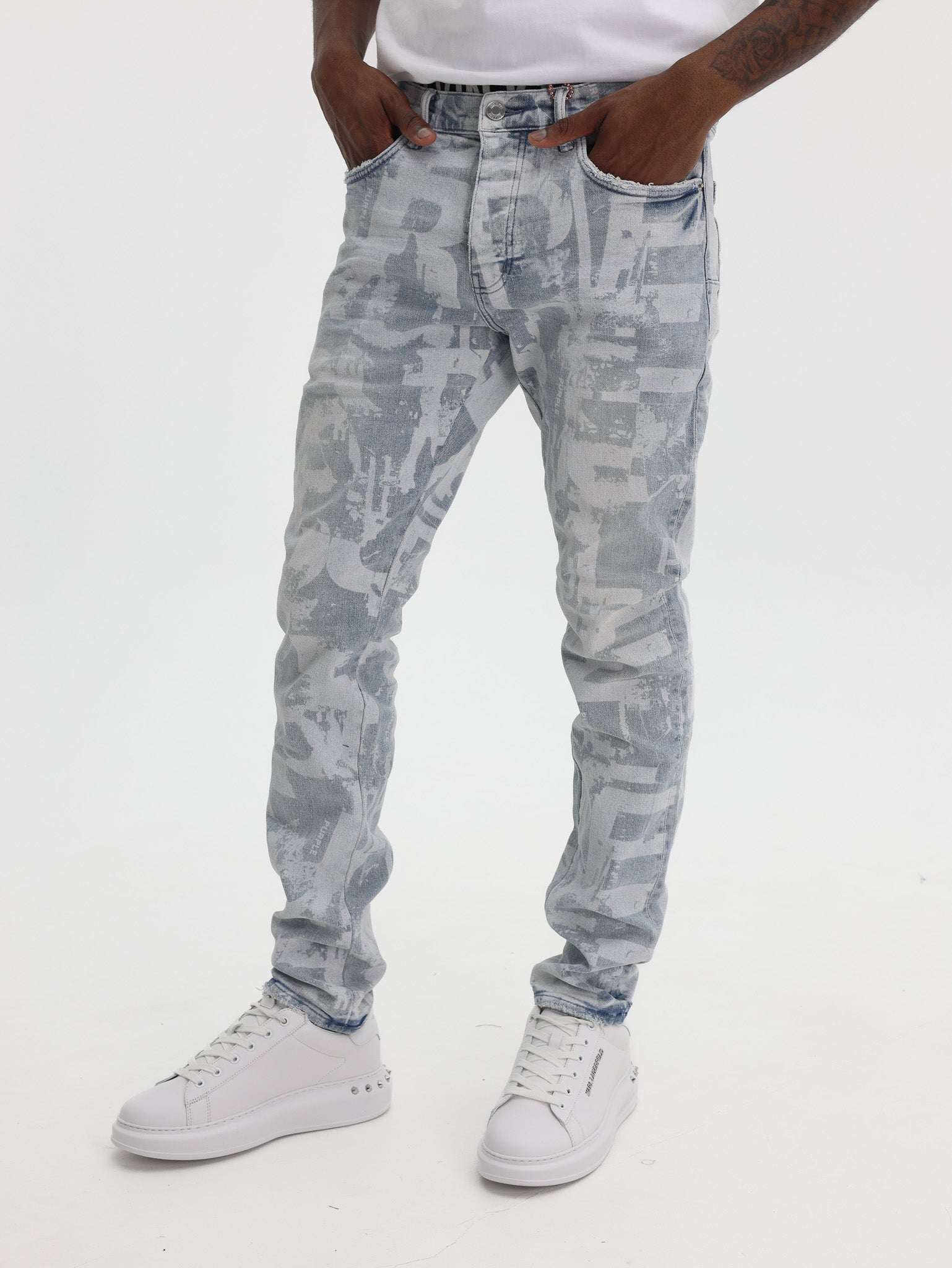 Purple Jeans Skinny Grunge Print Light Indigo-AL Capone Premium