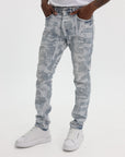Purple Jeans Skinny Grunge Print Light Indigo