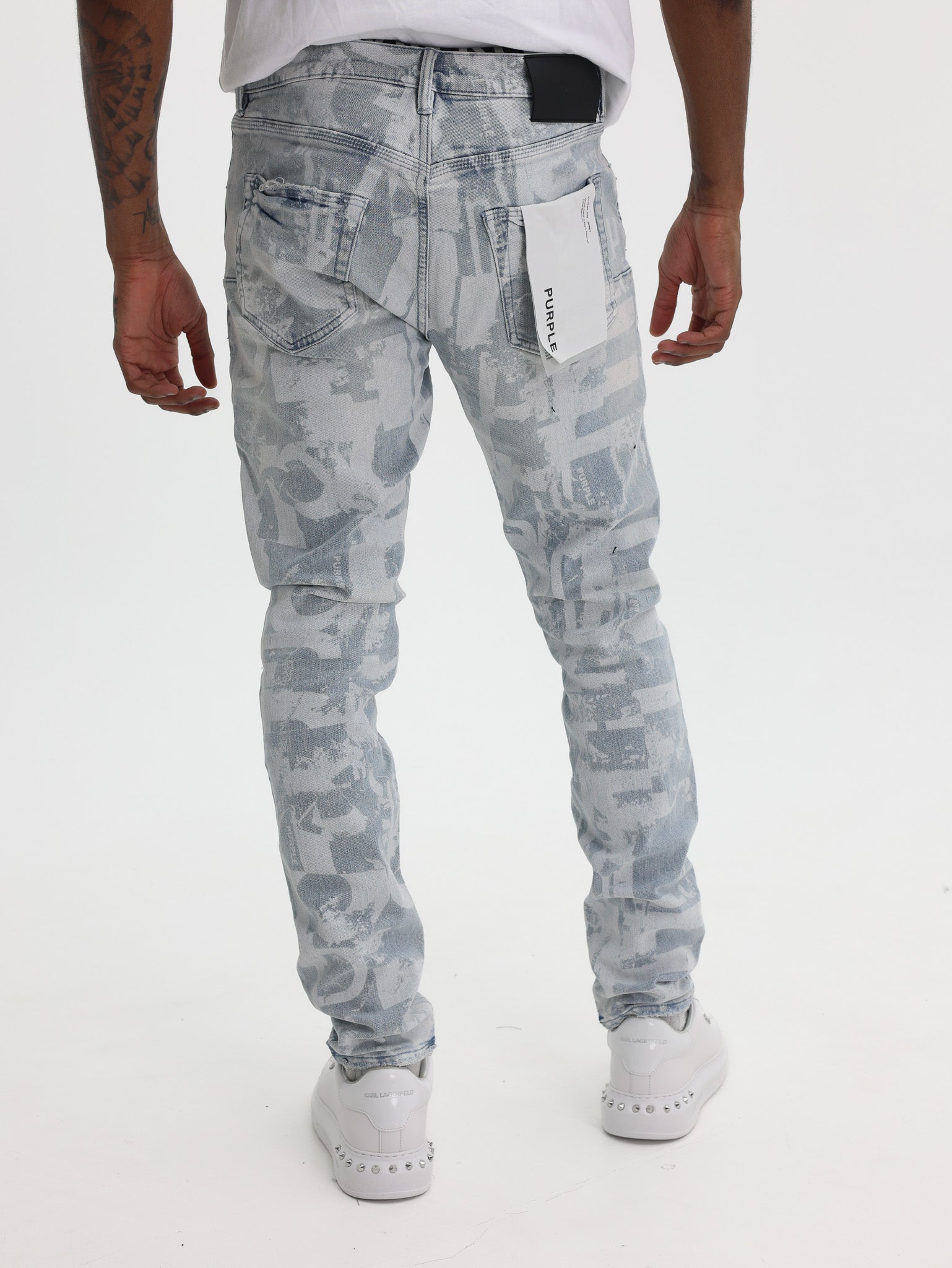 Purple Jeans Skinny Grunge Print Light Indigo-AL Capone Premium