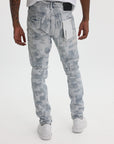 Purple Jeans Skinny Grunge Print Light Indigo