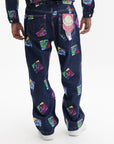 Ice Cream Jeans Running Dog Tile Indigo