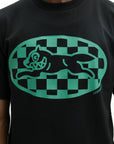 Ice Cream T-Shirt Checker Running Dog Black