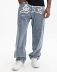 Ice Cream Jeans Check Lined Vintage Wash Blue