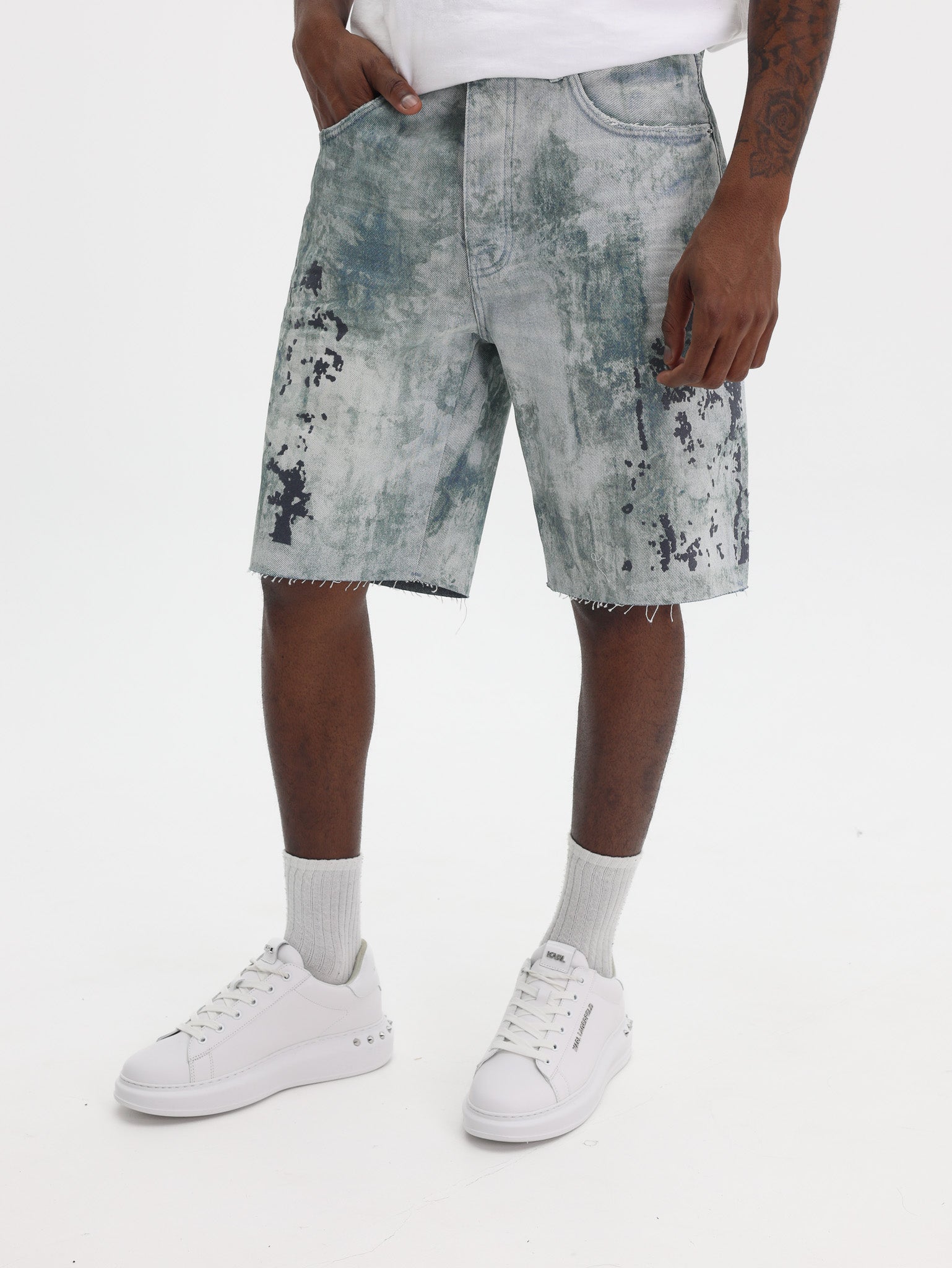 Purple Shorts Worn Camouflage Light Indigo-AL Capone Premium