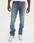 Purple Jeans Super Stack Flare Light Indigo