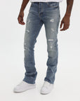 Purple Jeans Super Stack Flare Light Indigo