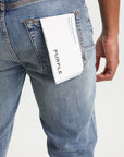 Purple Jeans Super Stack Flare Light Indigo