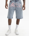 Ice Cream Denim Shorts Running Dog Heavy Wash Blue