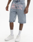 Ice Cream Denim Shorts Running Dog Heavy Wash Blue