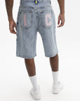 Ice Cream Denim Shorts Running Dog Heavy Wash Blue