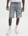 Purple Shorts Faros Rip Patch Light Indigo