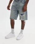 Purple Shorts Faros Rip Patch Light Indigo