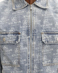 Ice Cream Jacket Repeat Print Denim Trucker Heavy Wash Blue