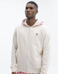 Ice Cream Hoodie Gradient Smiley Zip Through Ecru