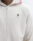 Ice Cream Hoodie Gradient Smiley Zip Through Ecru