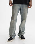 Purple Jeans Dirty Fade Down Rip Indigo