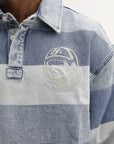 Billionaire Boys Club Shirt Script Denim Long Sleeve Rugby Light Wash Blue