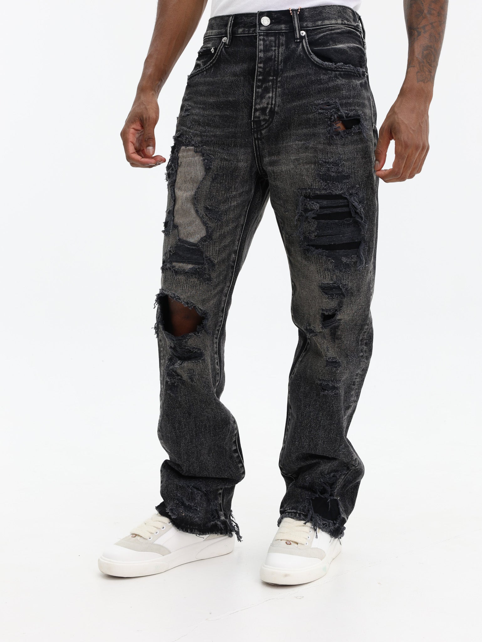 Purple Jeans Repair Blowouts Black - AL Capone Premium