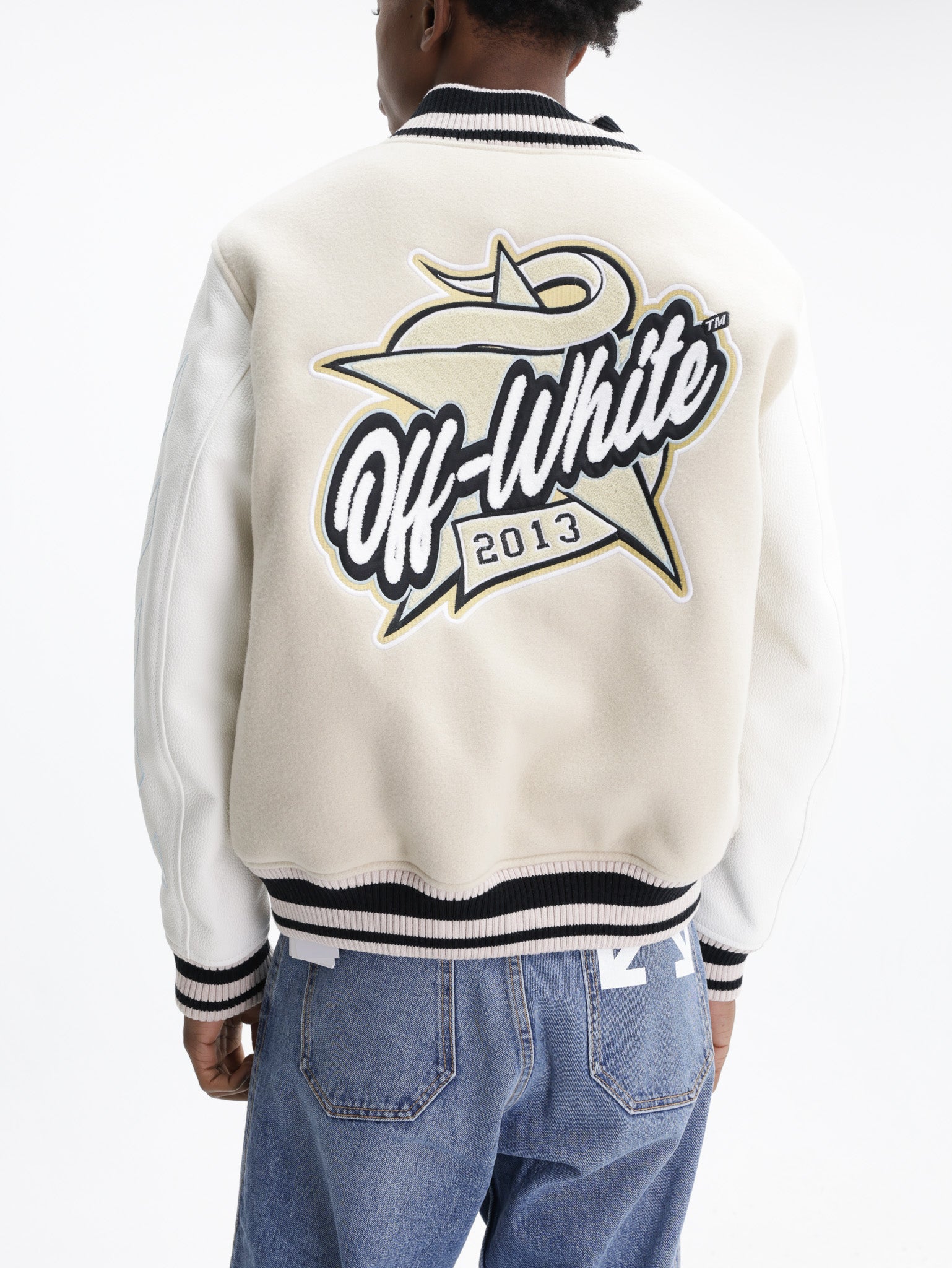 Off - White Jacket Leather Varsity Cream - AL Capone Premium