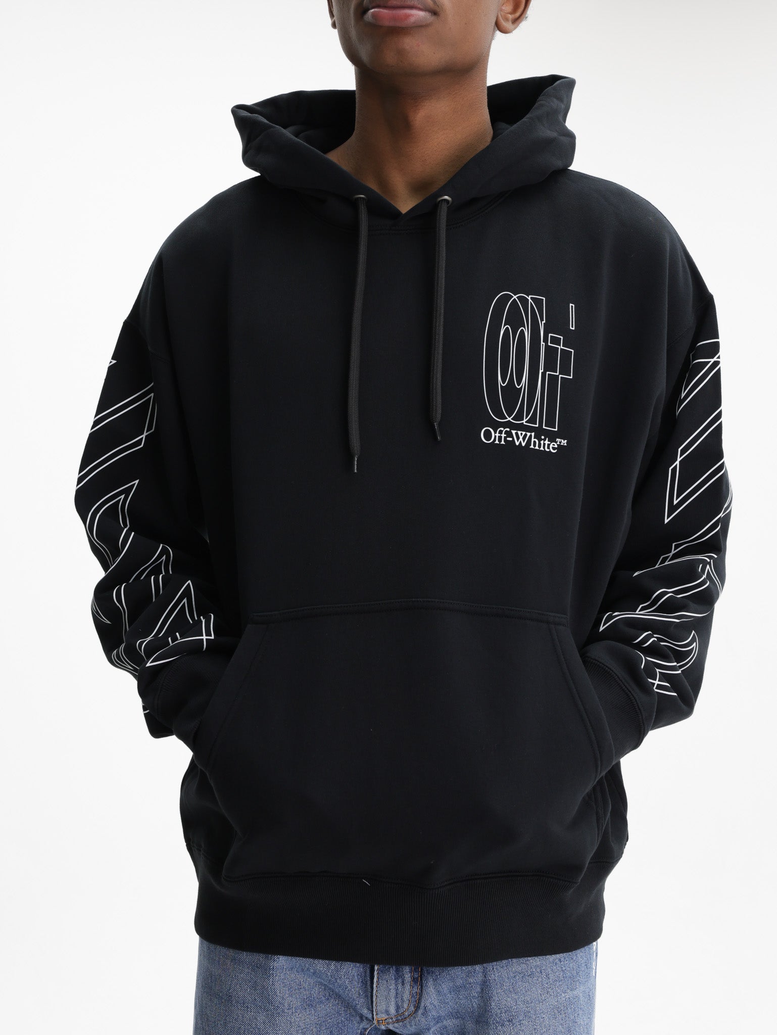 Off - White Hoodie Big Double Arrow Black - AL Capone Premium