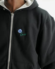 Kenzo Hoodie Blue Tulip Zip Up Black