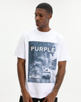 Purple T-Shirt Textured Jersey Ss Tee White
