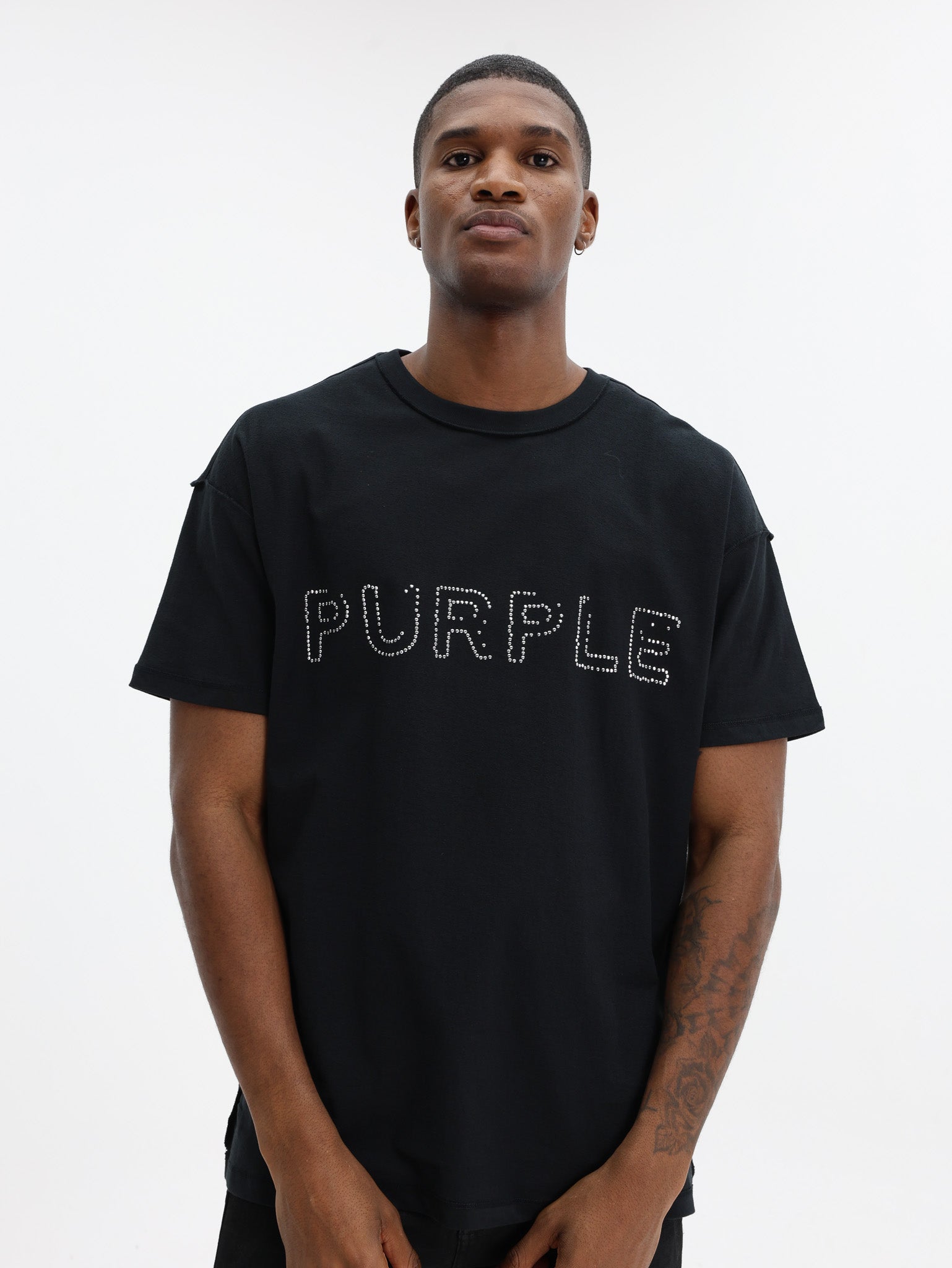 Purple T-Shirt Textured Inside Out Tee Black - AL Capone Premium